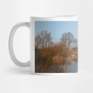 Germany; Bremen; Borgfeld; Wümme; Blockland; Landscape; Farmhouse; Eve; Evening light; winter Mug